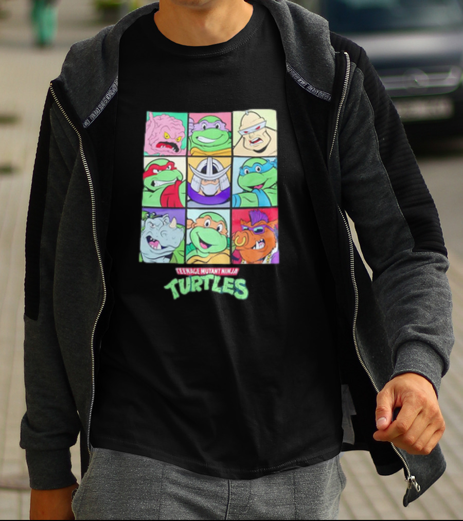 Teenage Mutant Ninja Turtles Villains And Heroes Grid Faces T-Shirt