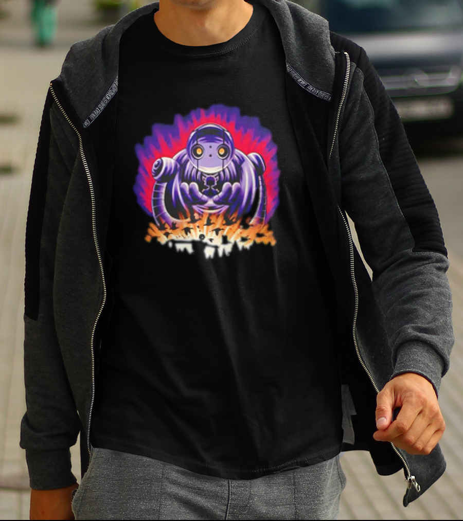 The Wild Robot Surrounded By Flames And Vibrant Aura Wild And Free T-Shirt