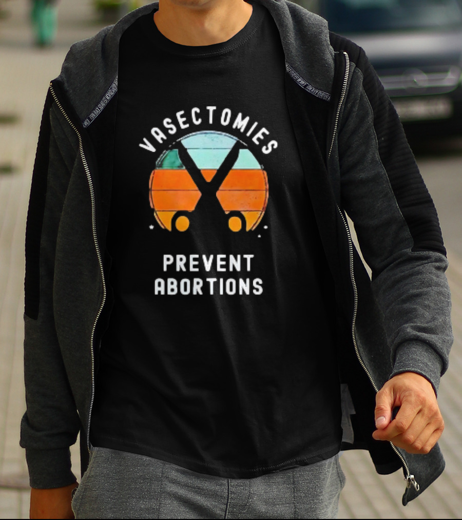 Vasectomies Prevent Abortions Vintage Scissors Retro Sunset T-Shirt