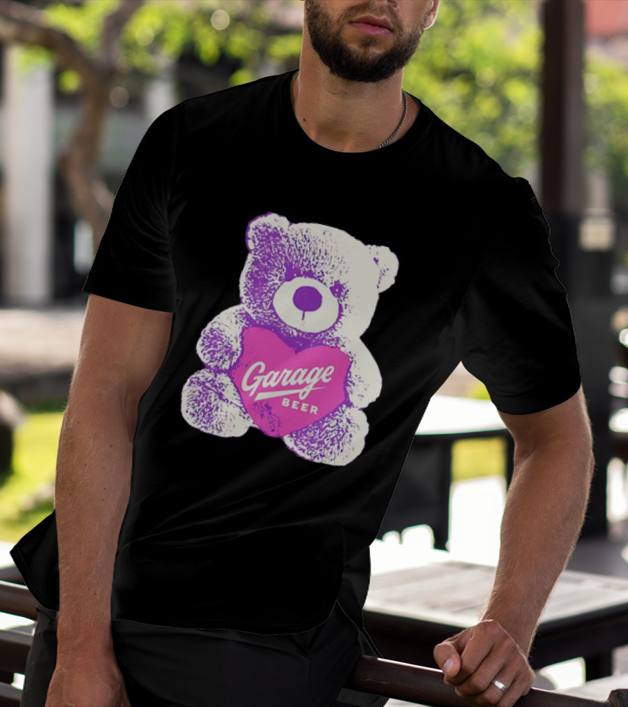 Garage Beer Teddy Bear Heart Retro Plush T-Shirt