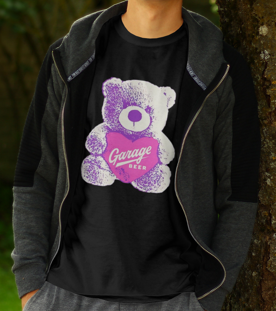 Garage Beer Teddy Bear Heart Retro Plush T-Shirt
