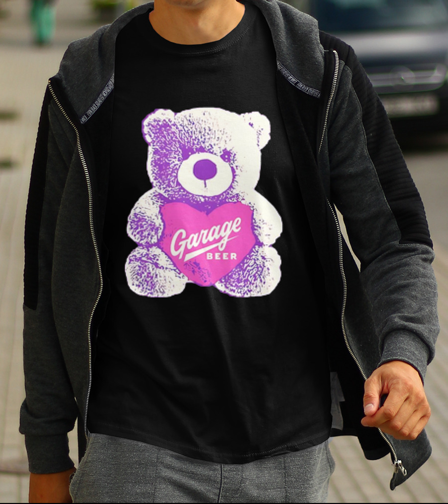 Garage Beer Teddy Bear Heart Retro Plush T-Shirt