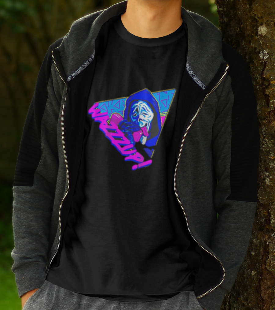 Ghostface Scream Wazzup 90s Neon Vibes T-Shirt