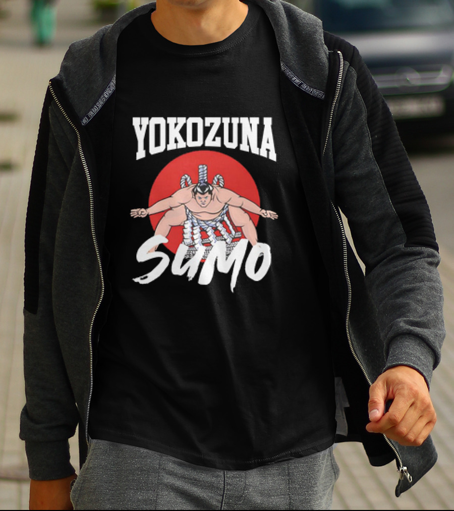 Yokozuna Sumo Japan Vintage Red Sun Background T-Shirt