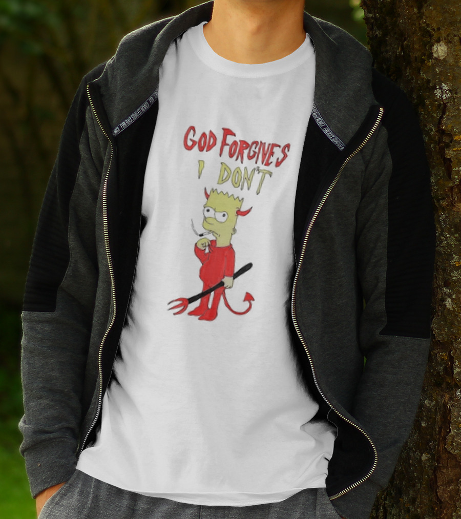 God Forgives I Don’t Bart Simpson Devil Costumed Character Smoking T-Shirt