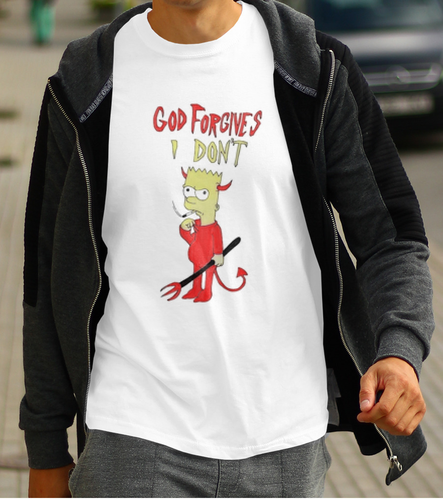 God Forgives I Don’t Bart Simpson Devil Costumed Character Smoking T-Shirt