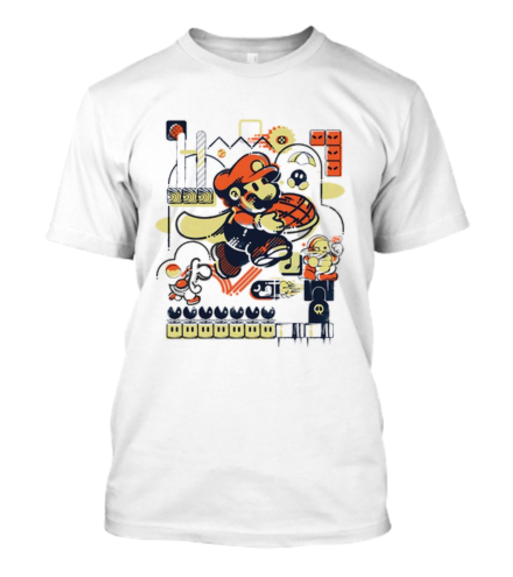 Super Mario Athletic Acrobatics With Iconic Game Elements T-Shirt