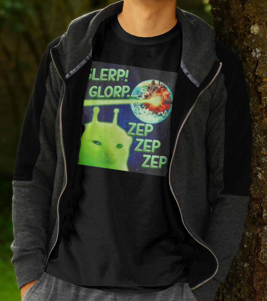 GLERP GLORP Alien Cat ZEP ZEP ZEP Earth Explosion T-Shirt