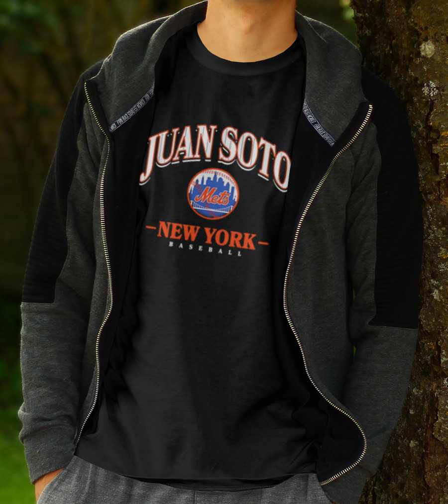 Juan Soto Mets New York Baseball Arched Wordmark Skyline T-Shirt
