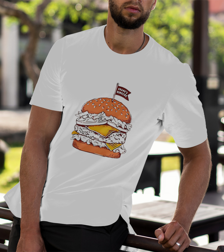 Frank’s Burgers Cheeseburger With Lettuce And Flag T-Shirt