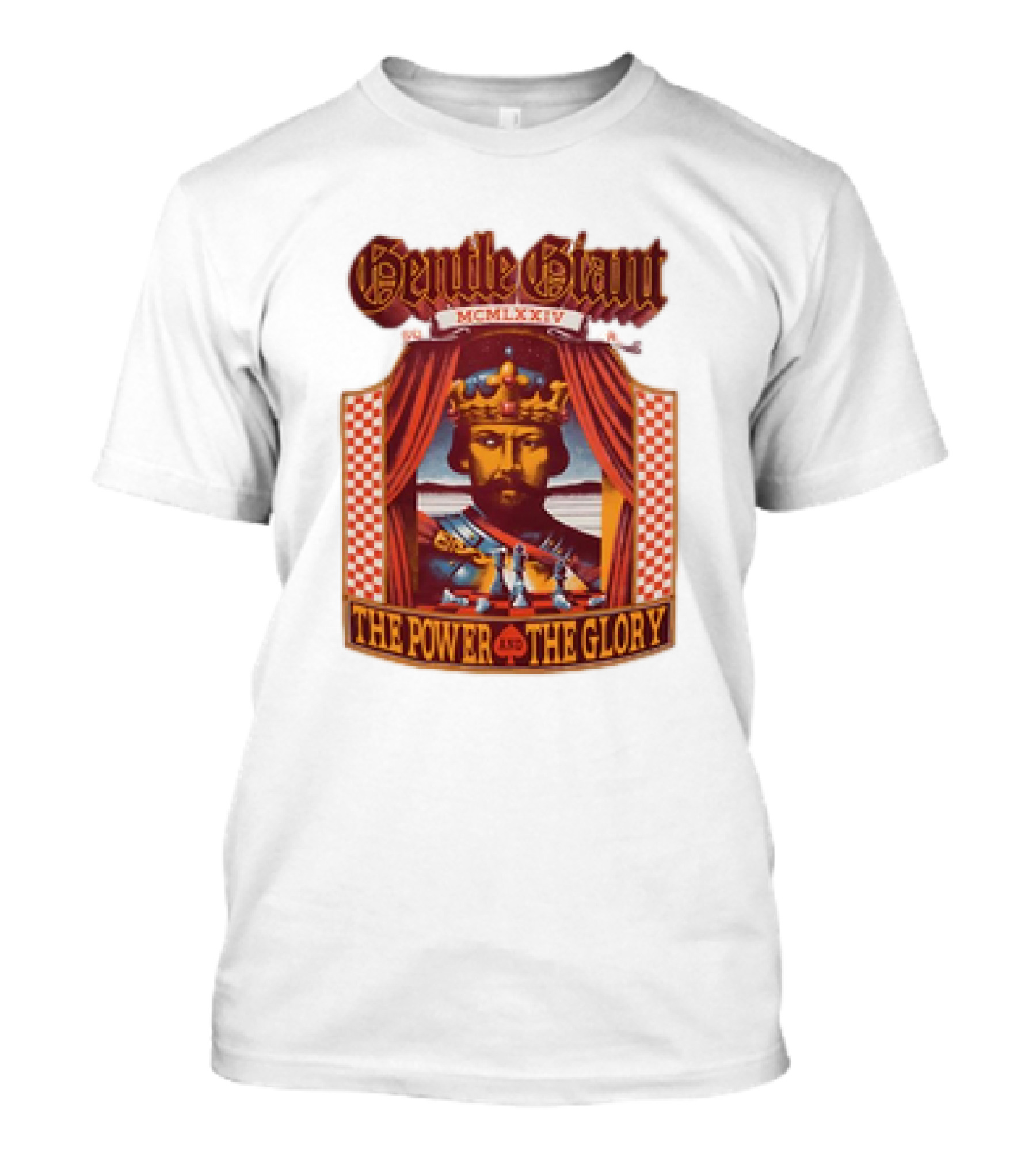 Gentle Giant MCMLXXIV The Power And The Glory King Chessboard Curtain T-Shirt