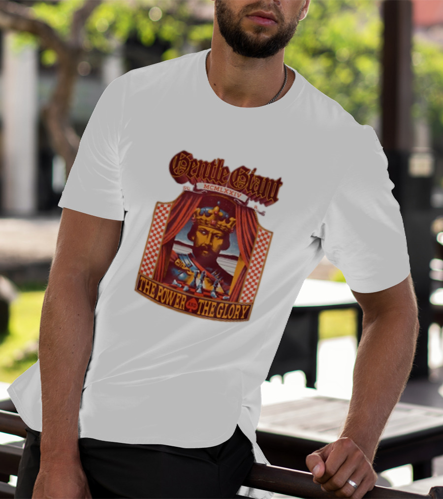 Gentle Giant MCMLXXIV The Power And The Glory King Chessboard Curtain T-Shirt