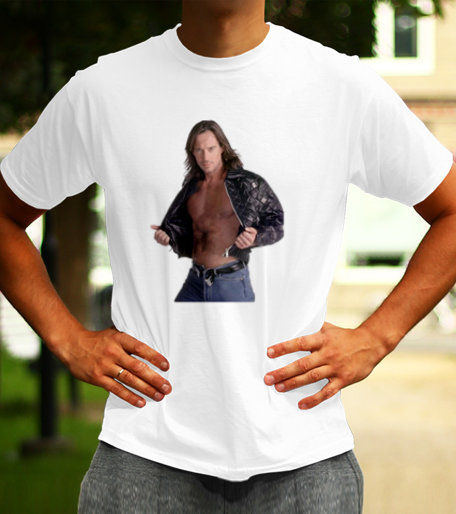 The Night's Kevin Sorbo In Classic Tough-Guy Leather Look T-Shirt