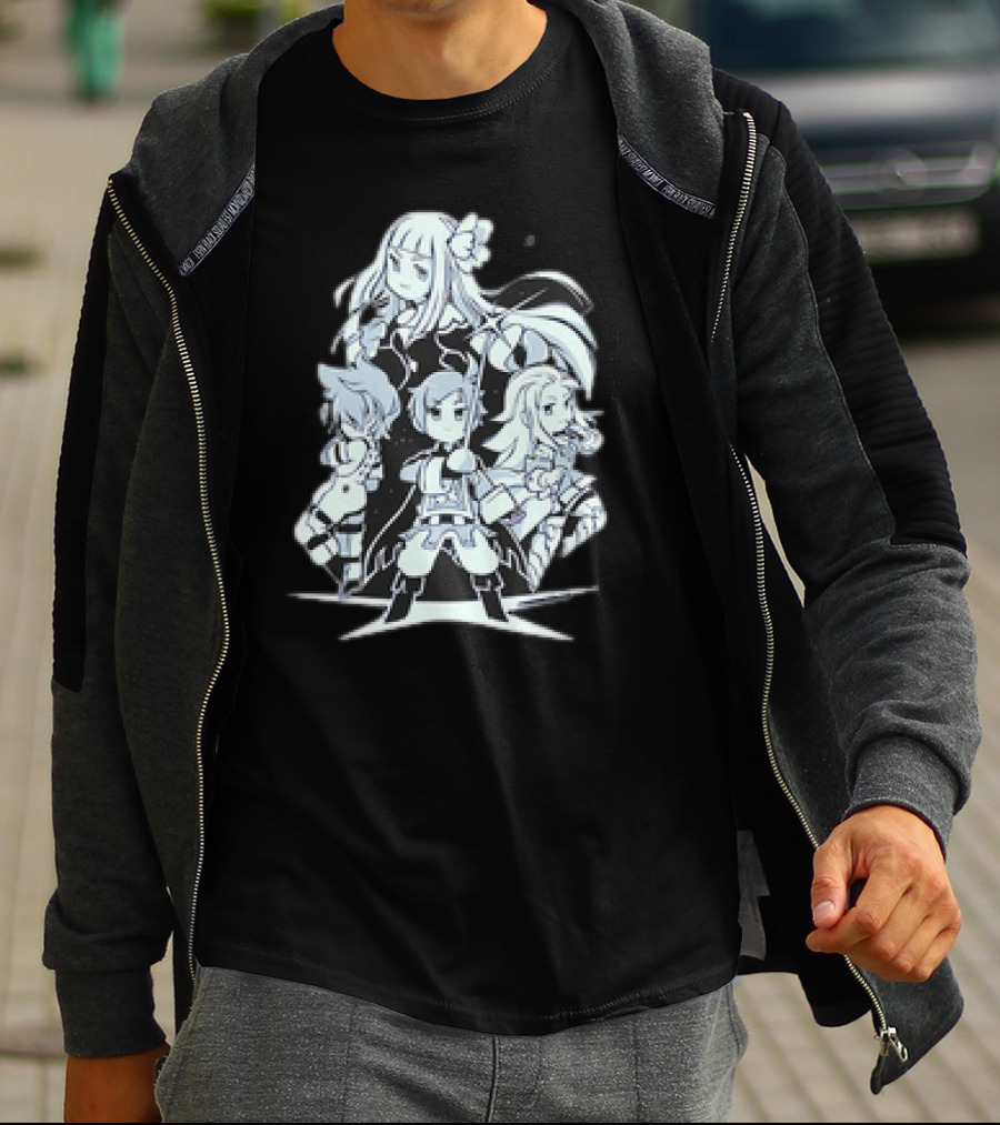 Bravely Default I'm Going All Out Anime Style Character Ensemble T-Shirt