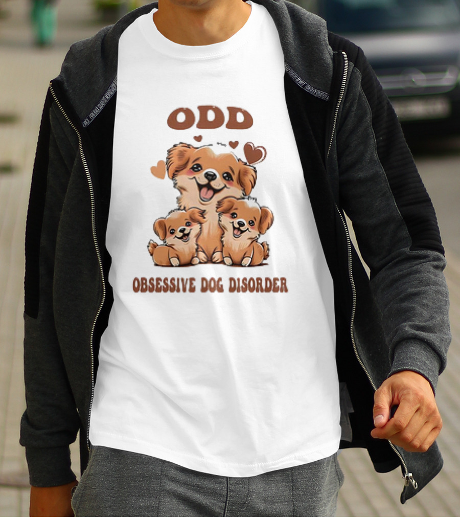 ODD Obsessive Dog Disorder Cute Puppy Family With Hearts T-Shirt