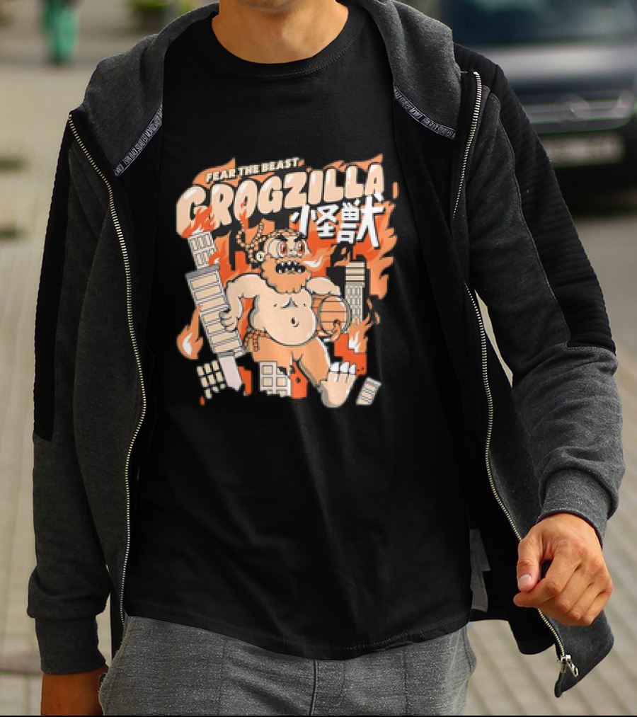 Fear The Beast Grogzilla Rampages Through Urban Chaos T-Shirt