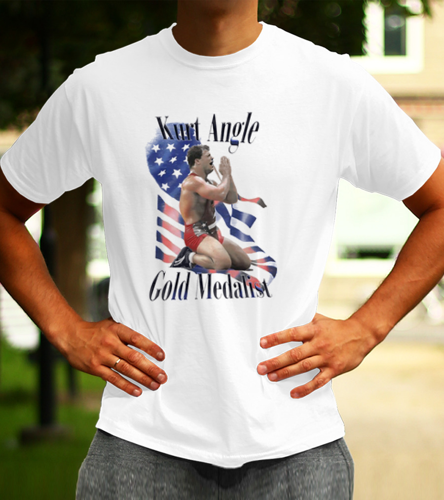 Kurt Angle Gold Medalist American Flag Wrestling Victory T-Shirt