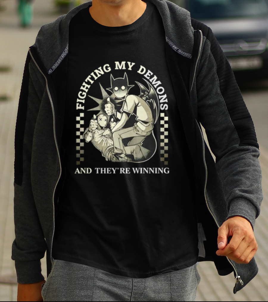 Fighting My Demons And They're Winning Creepy Cartoon T-Shirt