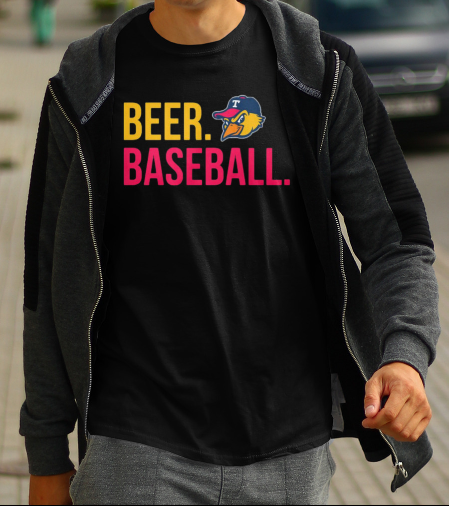 Beer Baseball T-Bird Mascot Bold Text Design T-Shirt