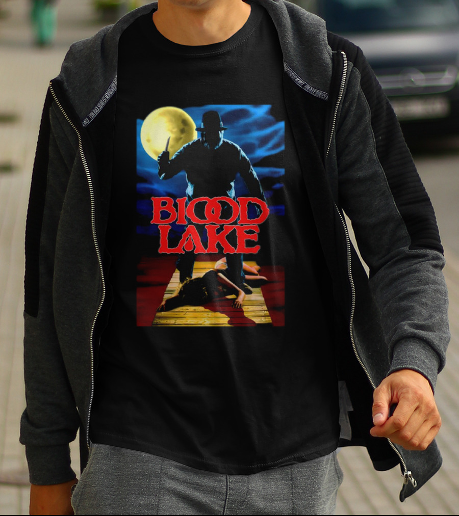 Blood Lake Horror Movie Moonlit Killer Silhouette T-Shirt
