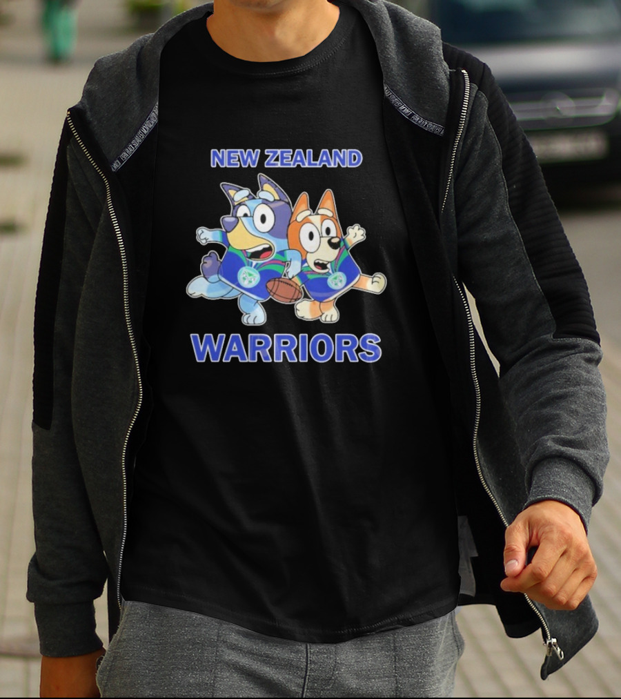 Bluey New Zealand Warriors Rugby Collaboration T-Shirt