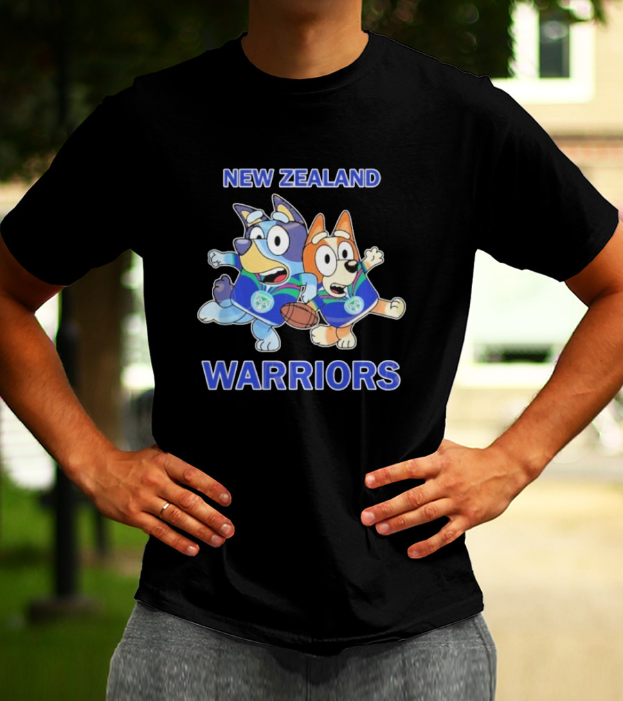 Bluey New Zealand Warriors Rugby Collaboration T-Shirt