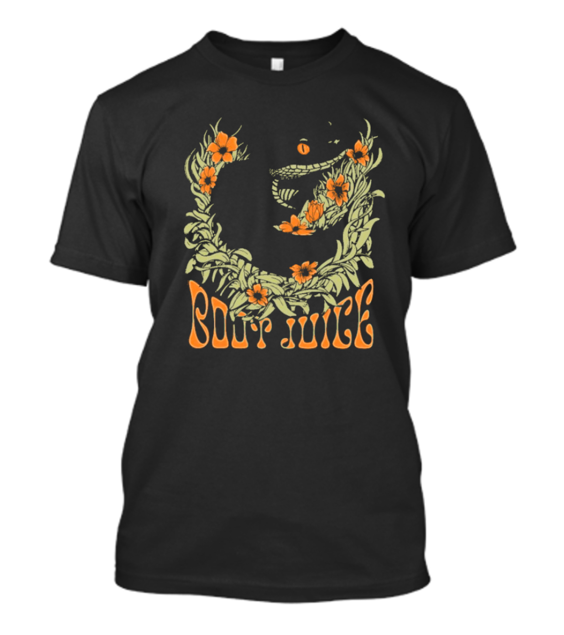 Boot Juice Snake With Floral Wreath And Orange Flowers T-Shirt