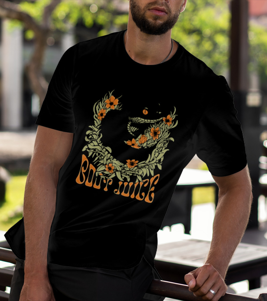 Boot Juice Snake With Floral Wreath And Orange Flowers T-Shirt