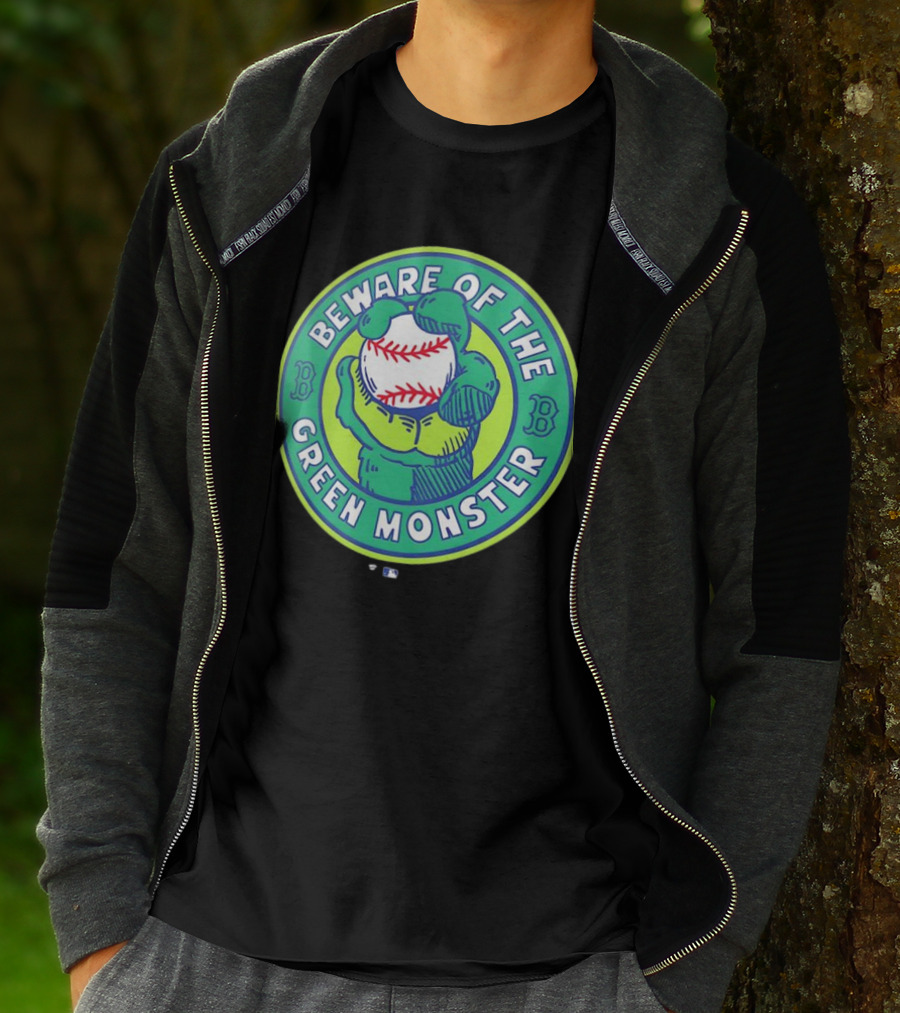 Boston Red Sox Beware Of The Green Monster Baseball Iconic Fenway Park Imagery T-Shirt