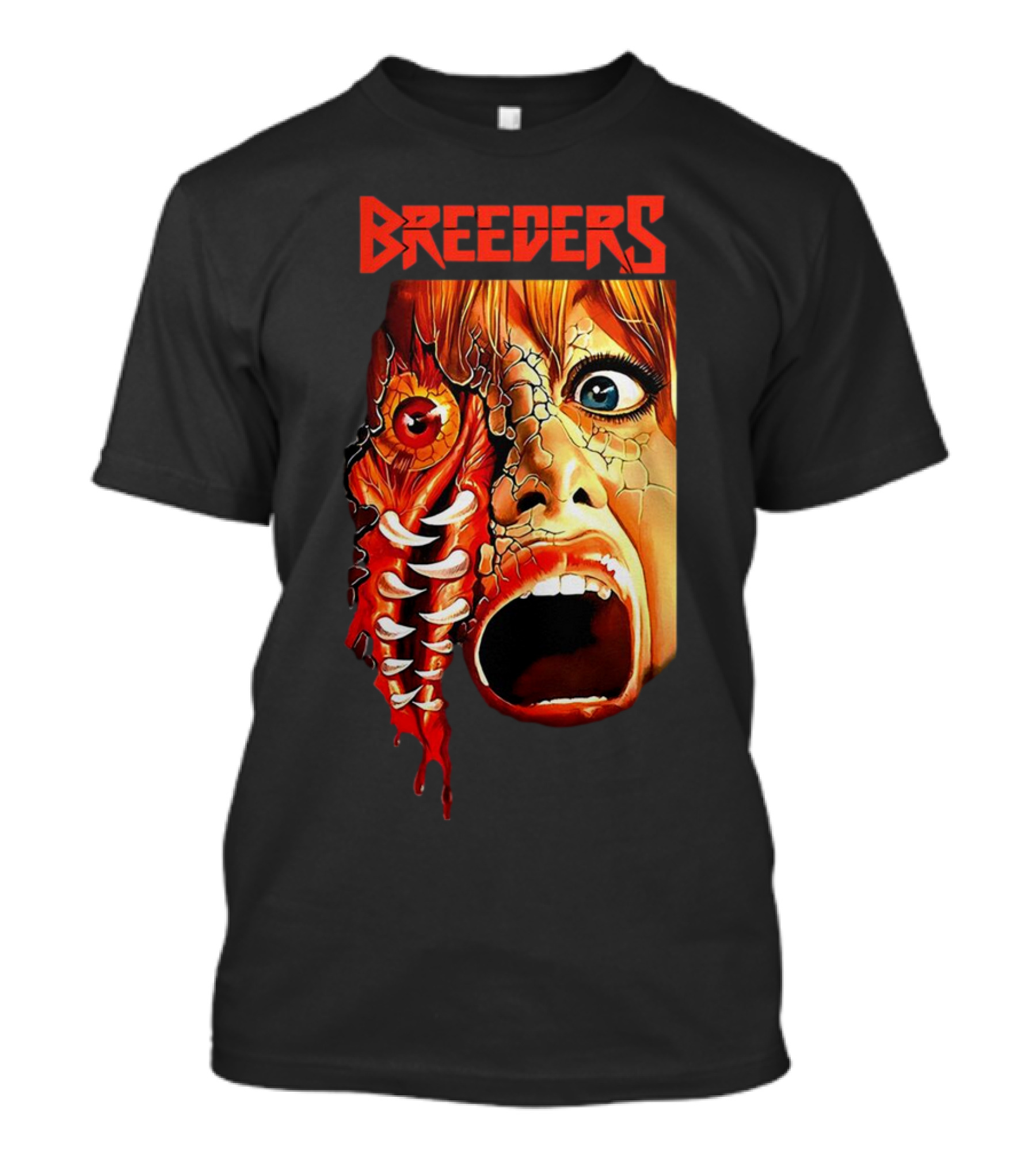 Breeders Horror Movie Artwork With Distorted Face And Eye T-Shirt