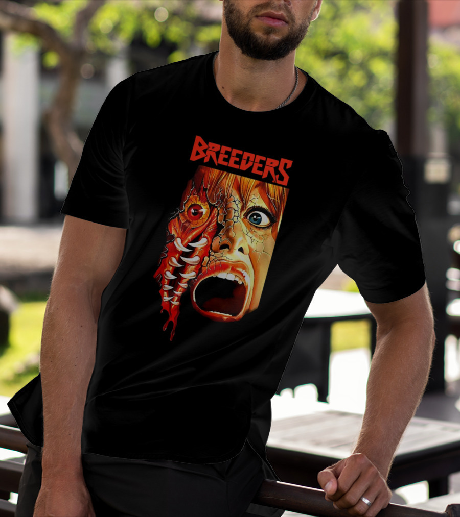 Breeders Horror Movie Artwork With Distorted Face And Eye T-Shirt