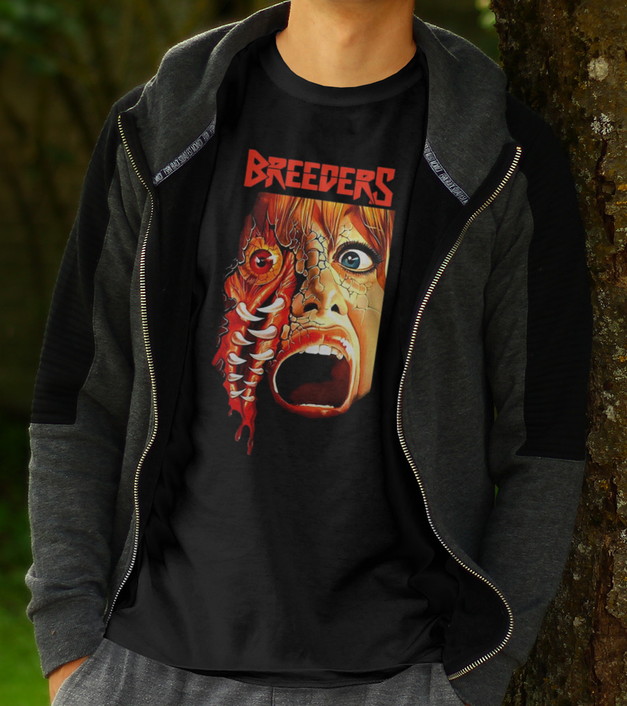 Breeders Horror Movie Artwork With Distorted Face And Eye T-Shirt