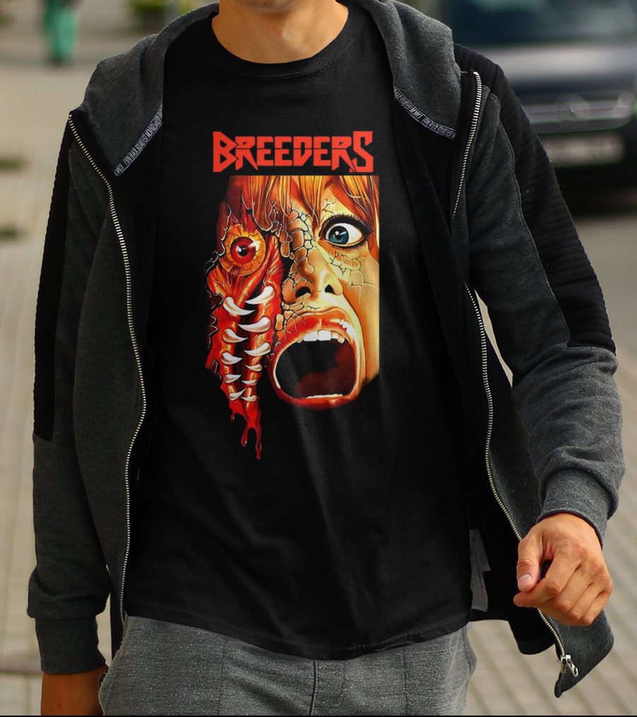 Breeders Horror Movie Artwork With Distorted Face And Eye T-Shirt