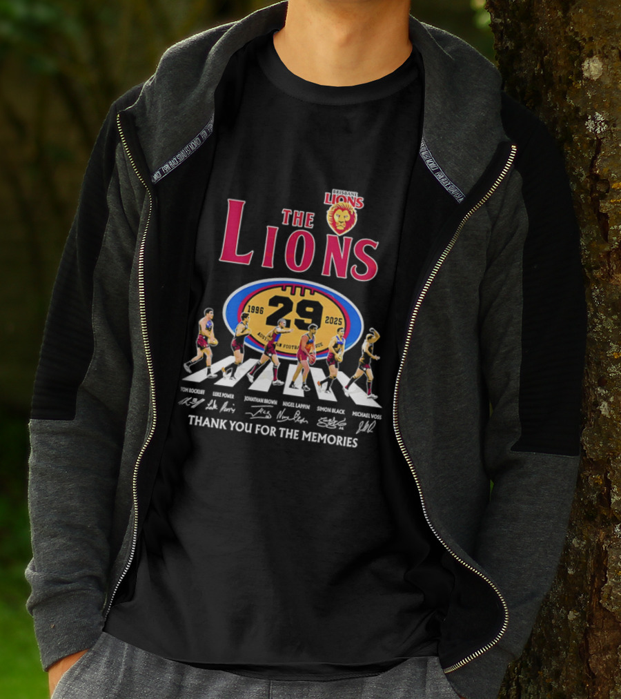 Brisbane Lions The Lions 29 Years 1996-2025 Thank You For The Memories Signatures T-Shirt
