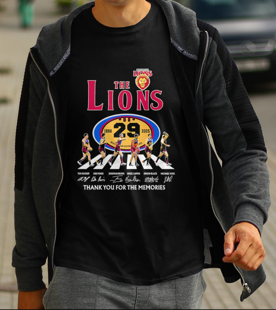Brisbane Lions The Lions 29 Years 1996-2025 Thank You For The Memories Signatures T-Shirt
