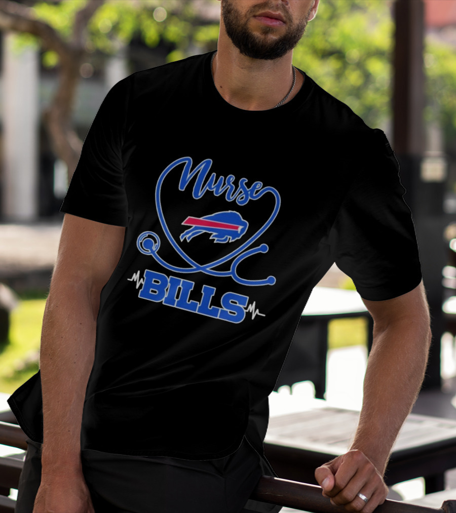 Nurse Buffalo Bills Stethoscope Heartbeat T-Shirt