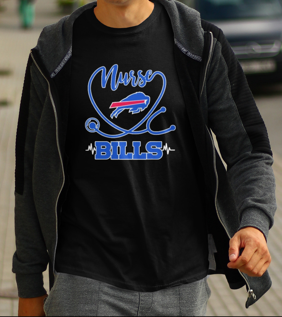 Nurse Buffalo Bills Stethoscope Heartbeat T-Shirt
