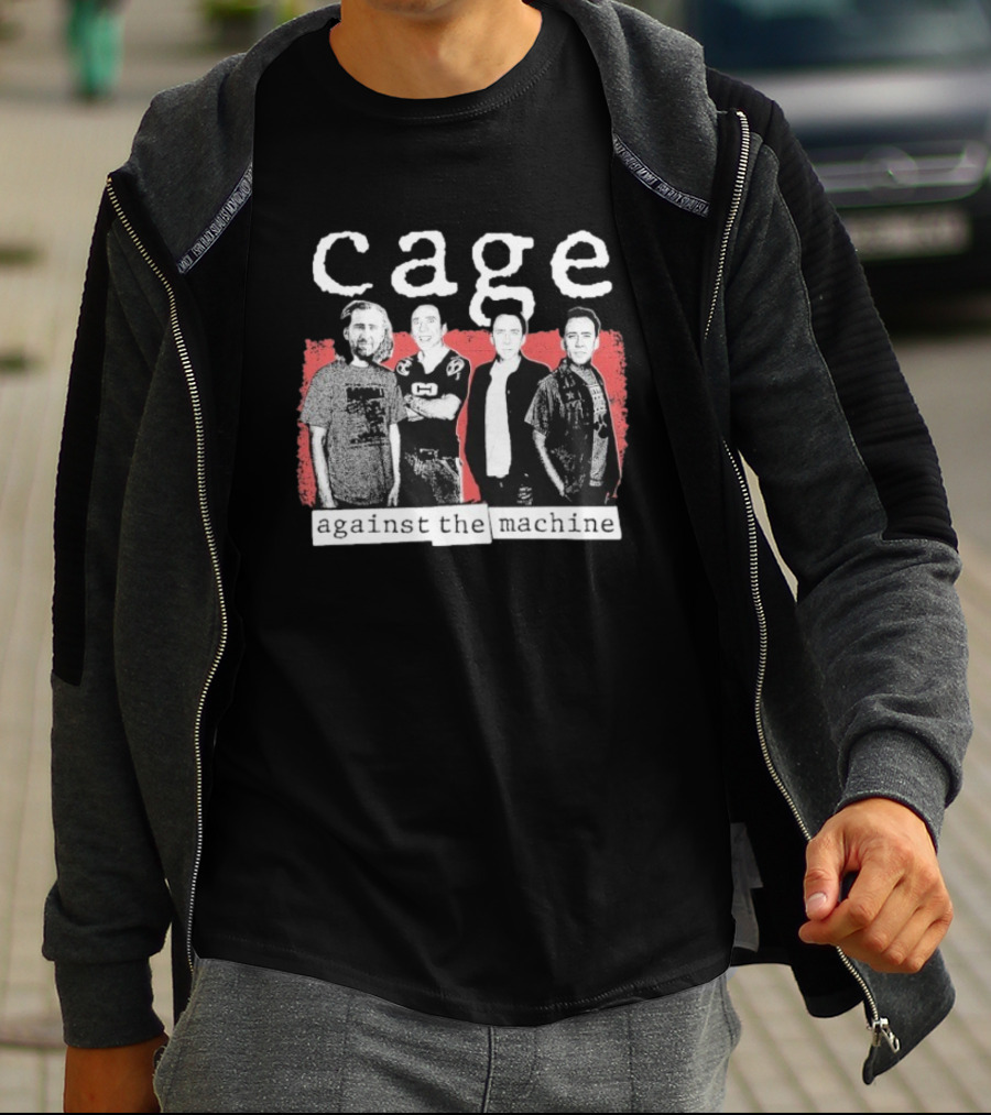 Cage Against The Machine Nicholas Sports Jersey Black White Red T-Shirt