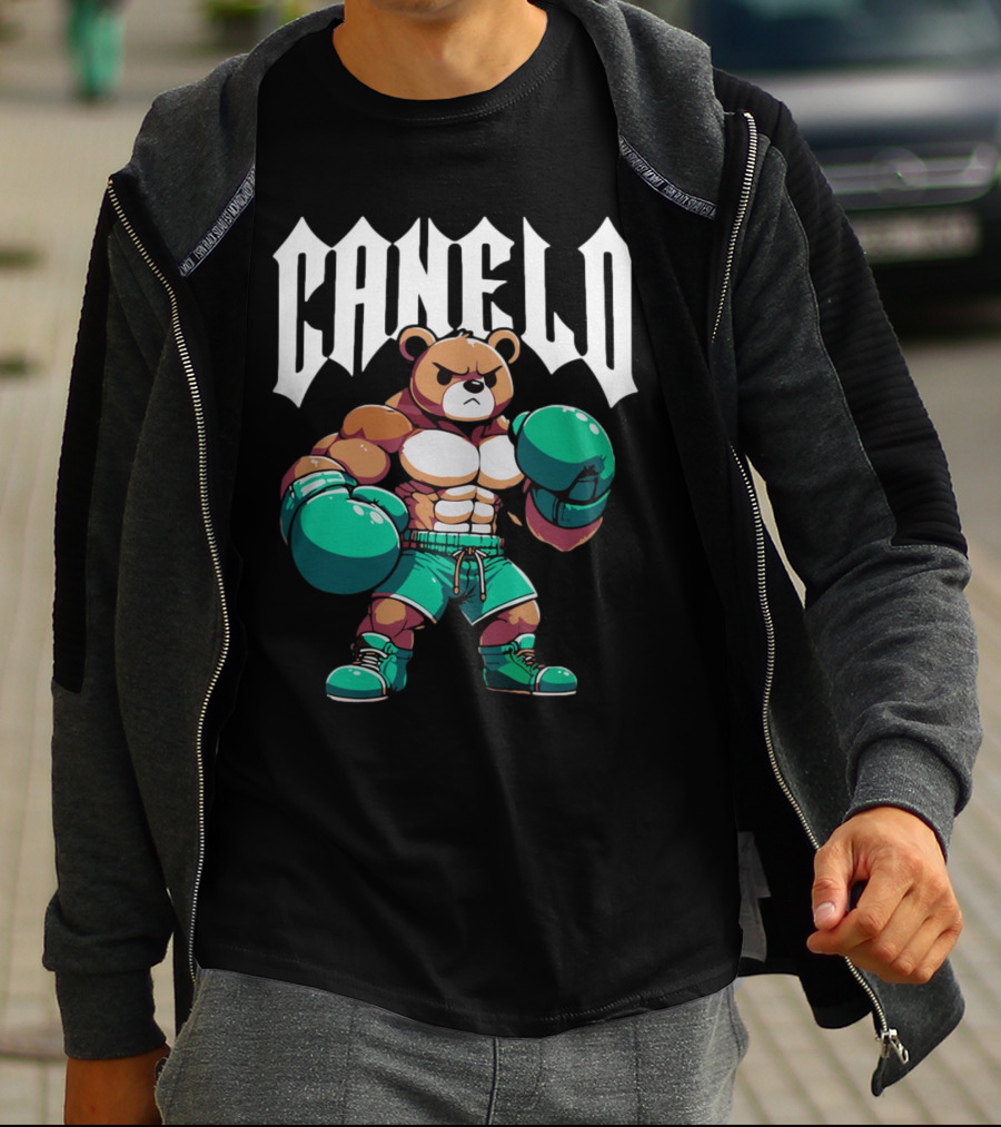 Canelo Bear Boxing Cartoon Bear With Gloves And Shorts T-Shirt