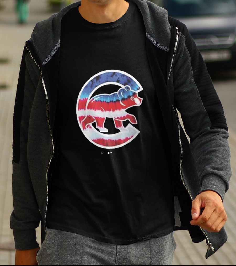 Chicago Cubs Americana Tie-Dye Bear Logo T-Shirt