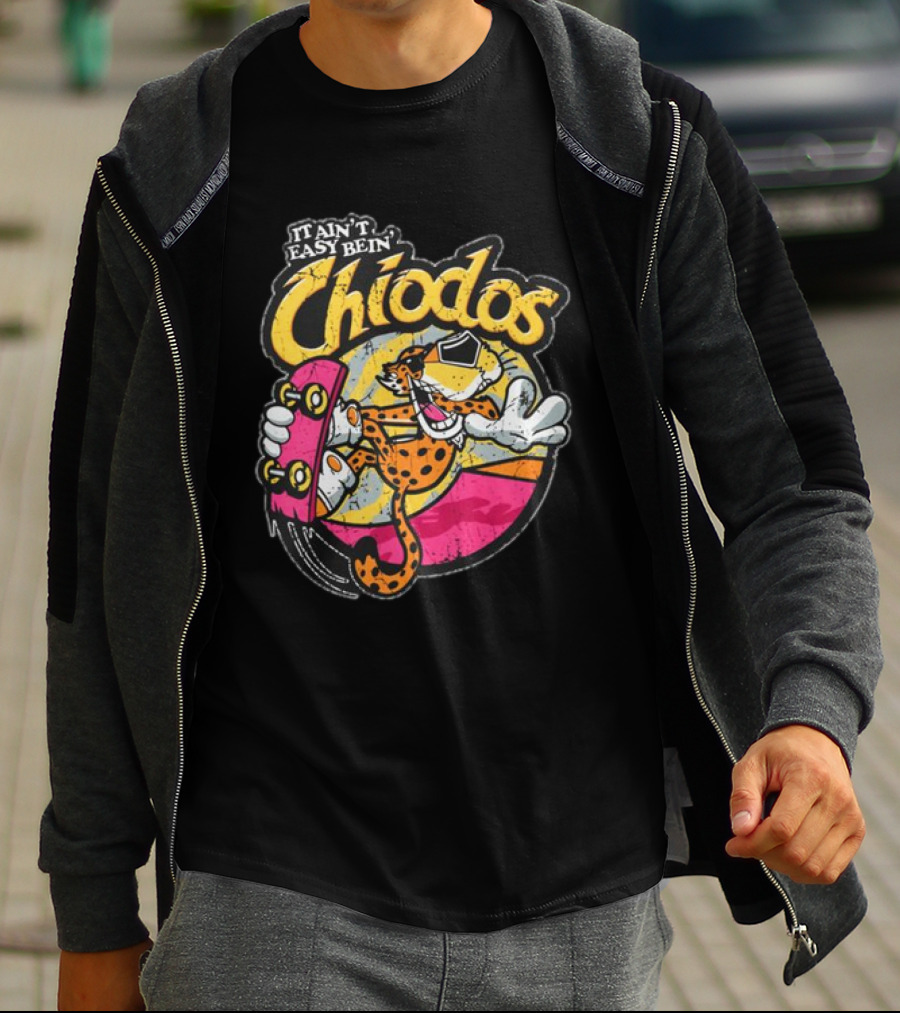 It Ain't Easy Bein' Chiodos Skateboard Cheetah Black T-Shirt