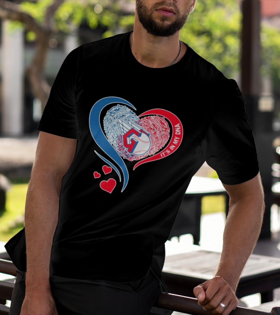 Cleveland Guardians It's In My DNA Heart Baseball Fingerprint T-Shirt