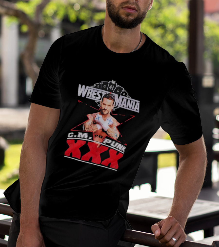 CM Punk WrestleMania XXX 41 Playing Cards Theme T-Shirt