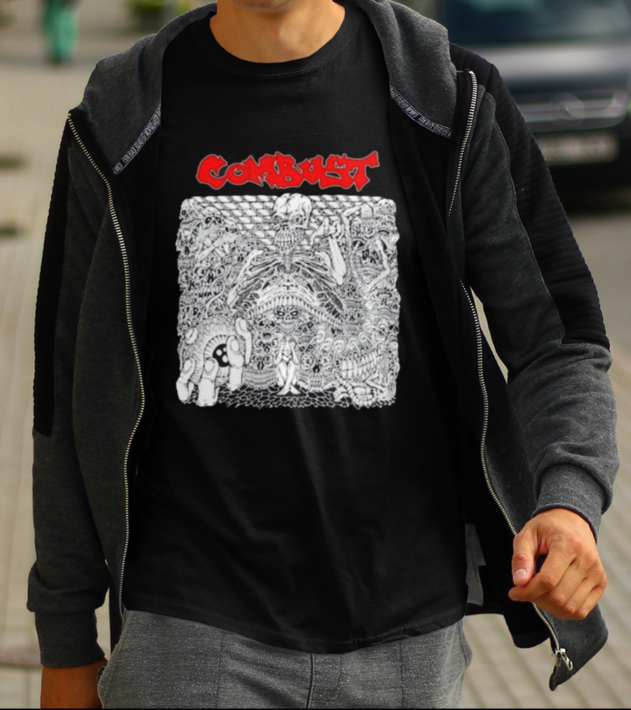 Combust Belly Of The Beast Intricate Black And White Triple B Records T-Shirt