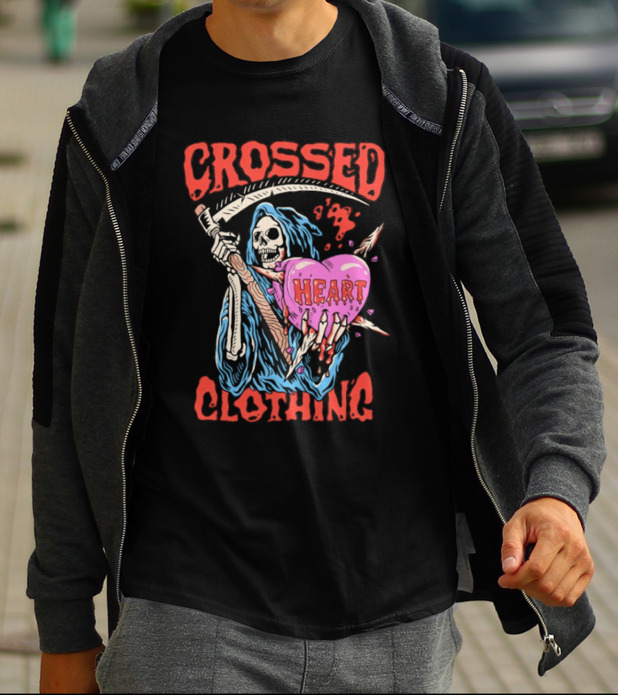 Crossed Heart Death Grim Reaper T-Shirt