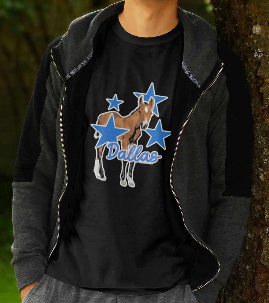 Dallas Horse With Blue Stars Iconic Design T-Shirt