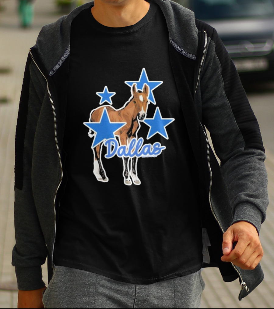 Dallas Horse With Blue Stars Iconic Design T-Shirt