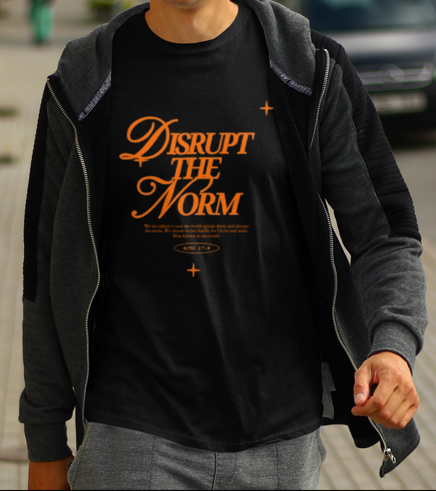 Disrupt The Norm Orange Aesthetic Text With Stars T-Shirt