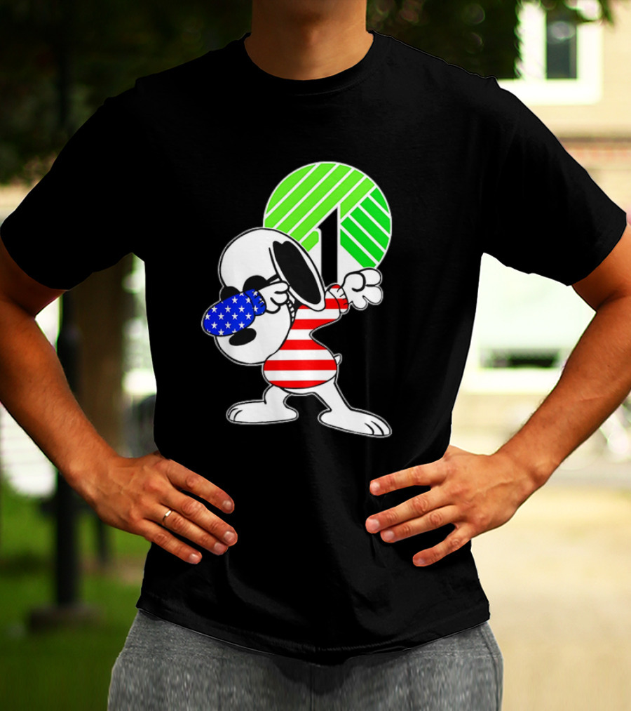 Dollar Tree Snoopy Dabbing American Flag Costume T-Shirt