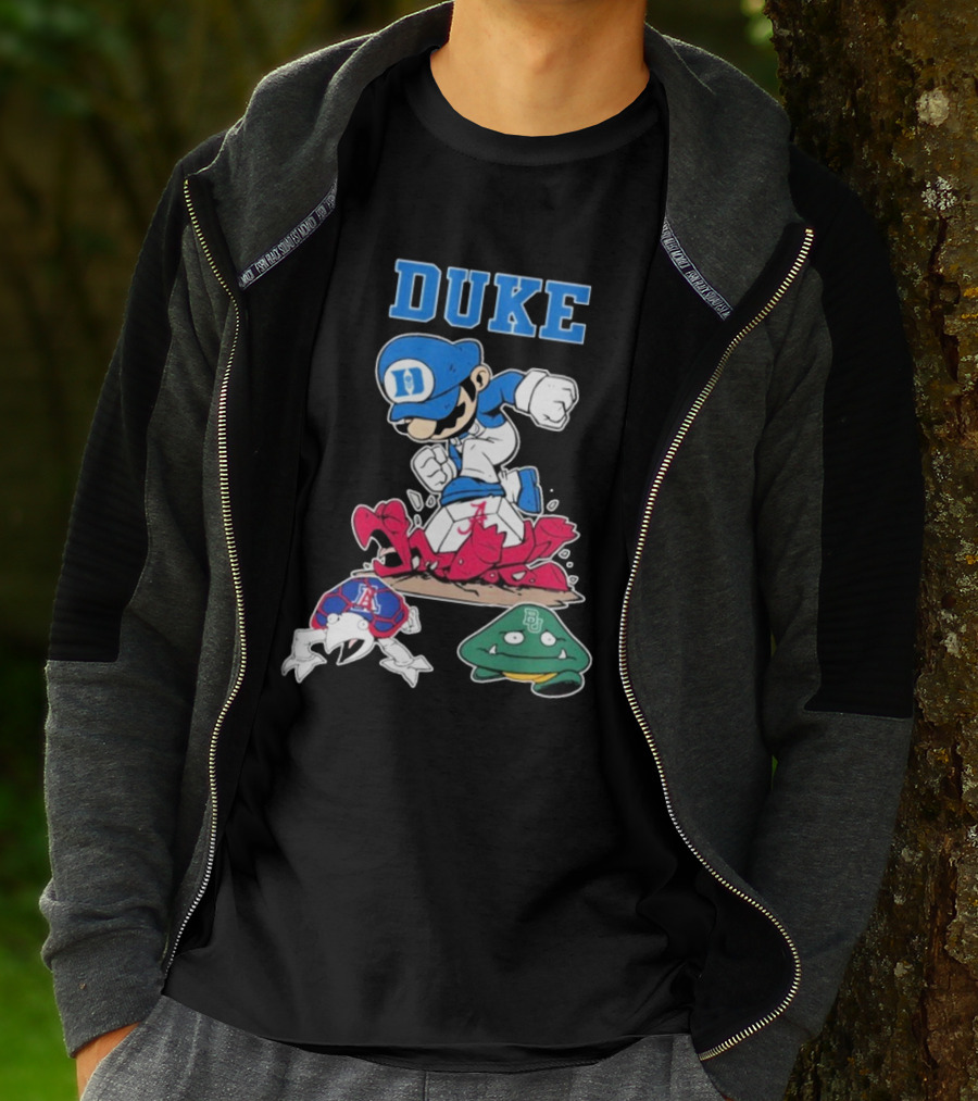 Duke Blue Devils Super Mario Crushing Arizona Wildcats Baylor T-Shirt